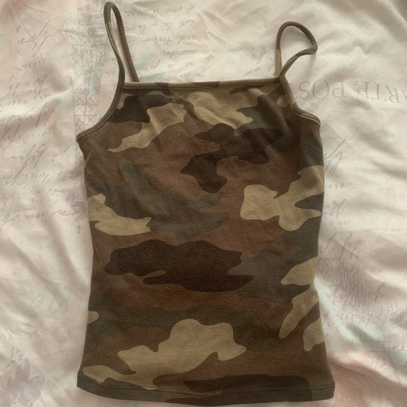 Camouflage spaghetti strap tank top